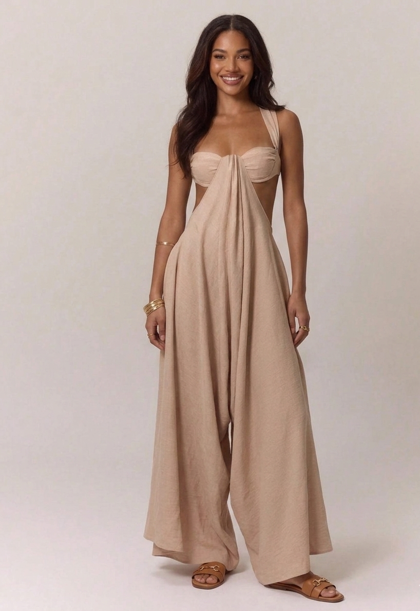 sweetheart neck maxi dress Luxe Cutout Backless Sweetheart-Neck Maxi Dress in Apricot | S–2XL