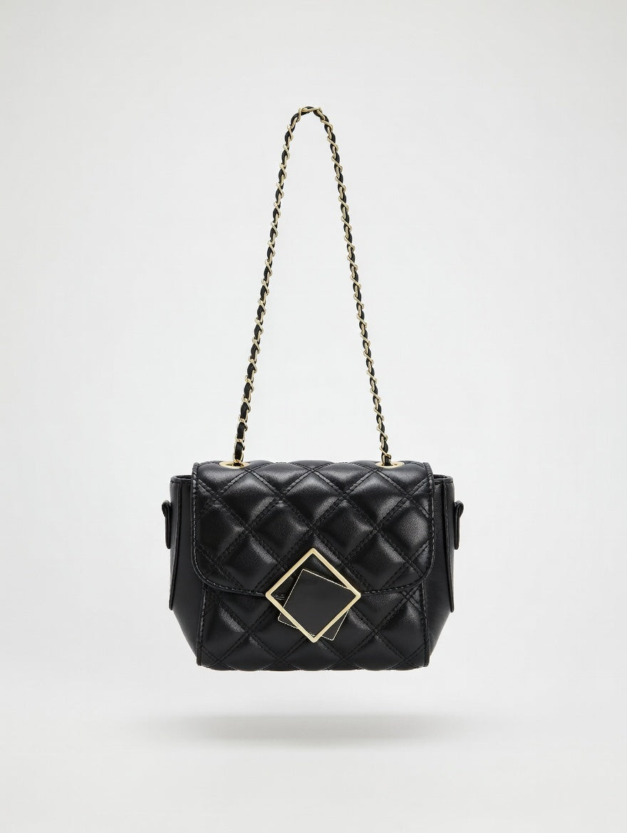 The Quilted Chain Crossbody — Quilted Flap PU Leather Mini Crossbody Bag with Chain Strap 2