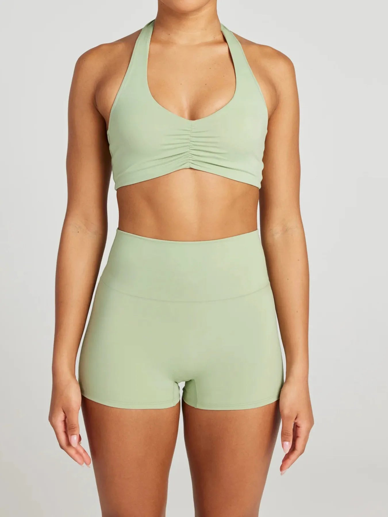Feletin Luxe Ribbed Halter-Neck Cami & Shorts Two-Piece Active Set | 5 Colors | Sizes S–XL 18