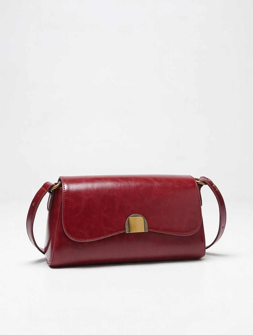 The Golden Clasp Shoulder Bag — Golden Clasp PU Leather Small Shoulder Bag 2