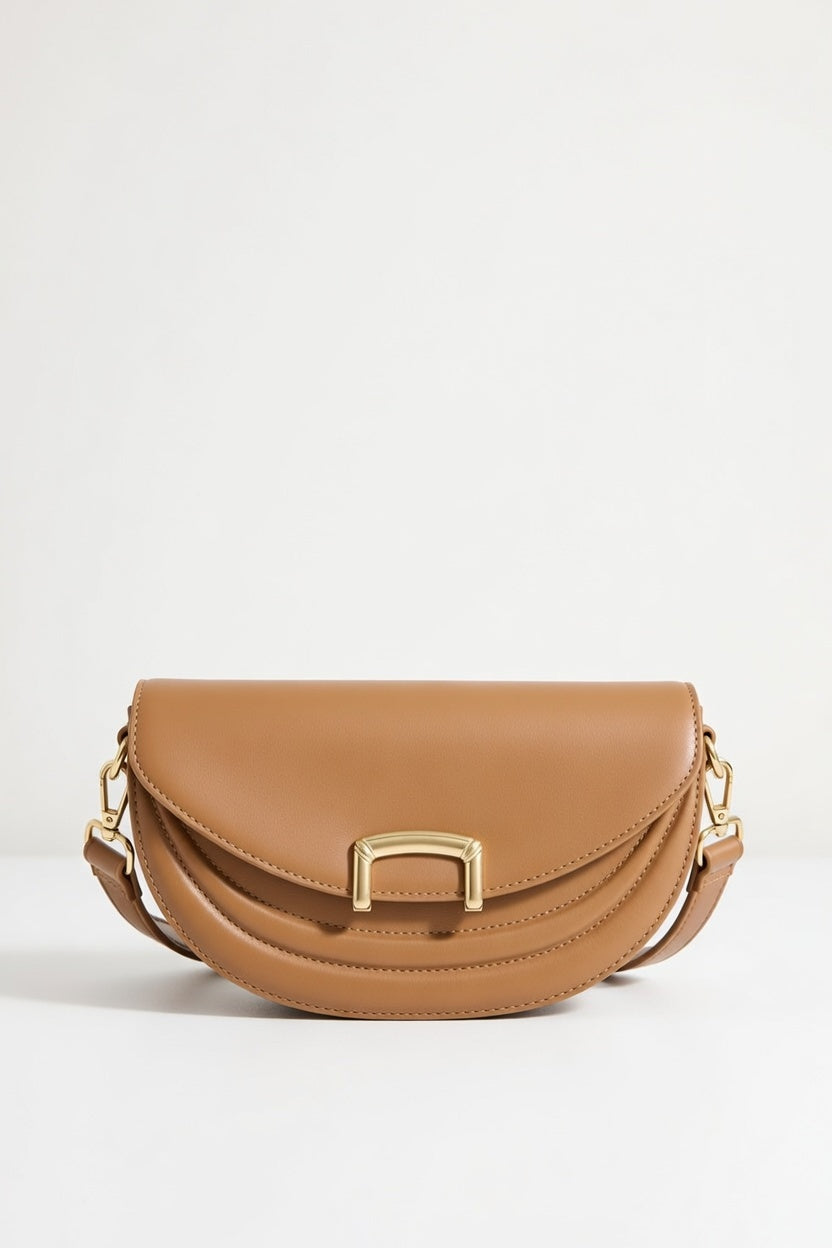 The Crescent Crossbody — Buckle Closure Faux Leather Bag