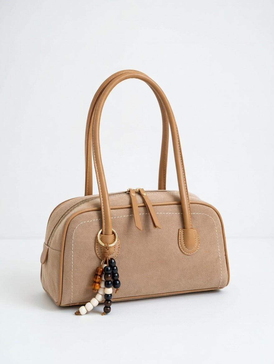 The Suede Zip Shoulder Bag — Zipper Closure Suede Small Shoulder Bag in Five Considered Colorways 4