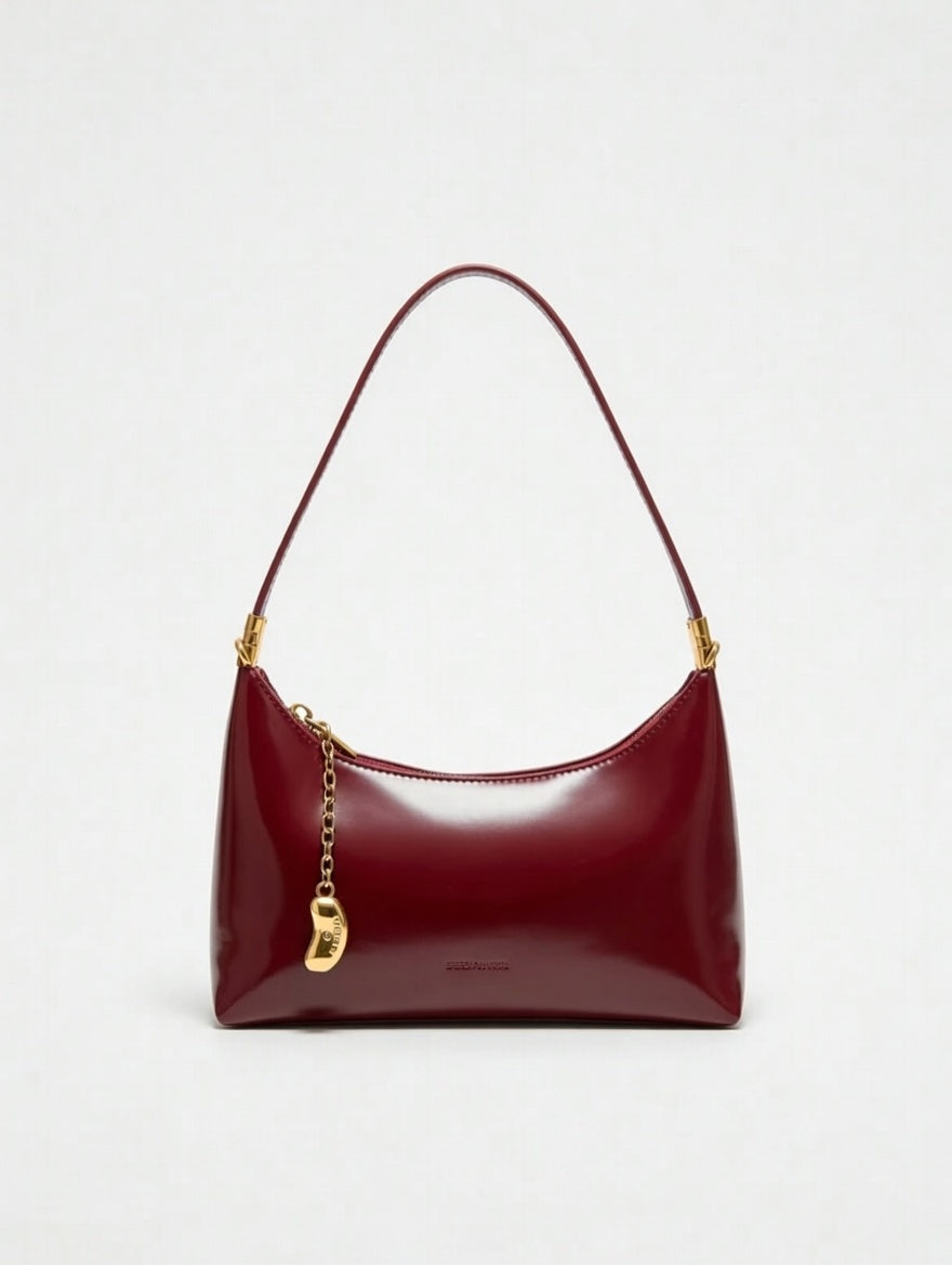 The Chain Charm Shoulder Bag — Chain-Detail PU Leather Small Shoulder Bag