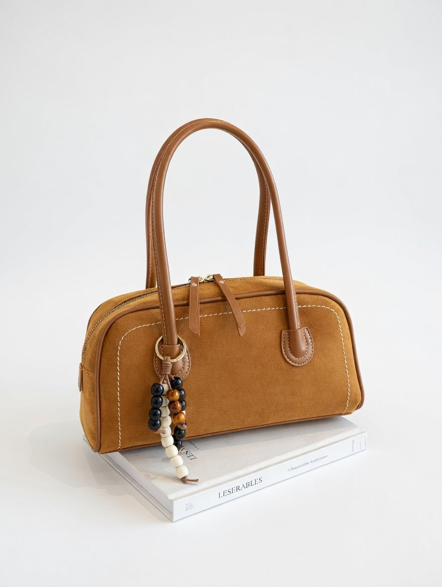 The Suede Zip Shoulder Bag — Zipper Closure Suede Small Shoulder Bag in Five Considered Colorways 3