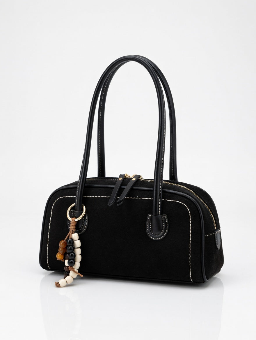 The Suede Zip Shoulder Bag — Zipper Closure Suede Small Shoulder Bag in Five Considered Colorways
