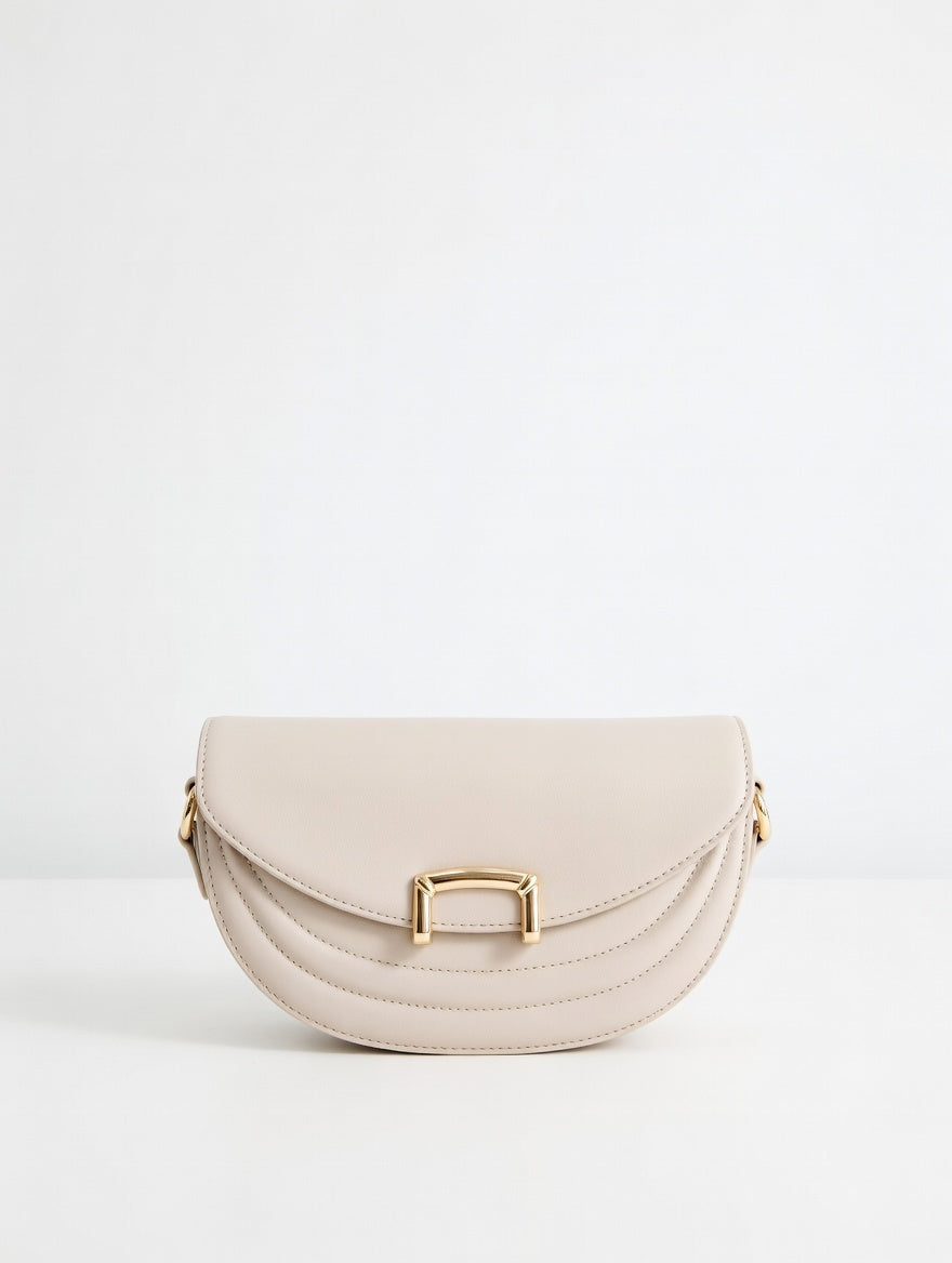 The Crescent Crossbody — Buckle Closure Faux Leather Bag 6