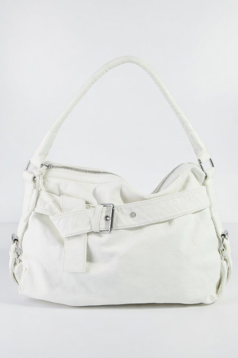 The Buckle Strap Handbag — Structured PU Leather Medium Handbag with Alloy Hardware 2