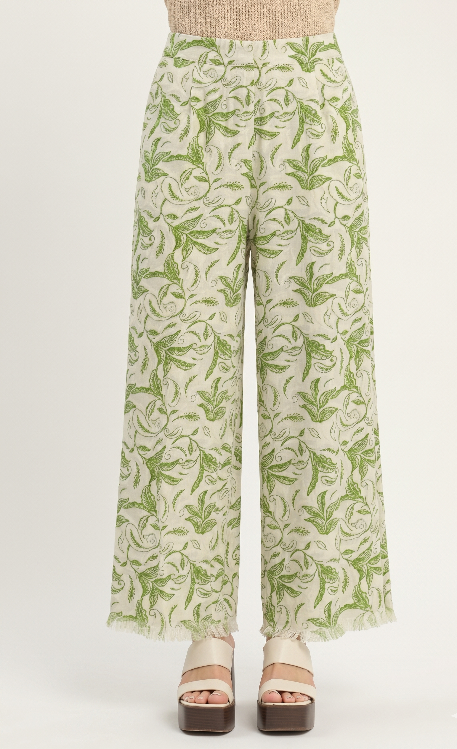Feletin Linen Botanica Wide Leg Raw Hem Pants