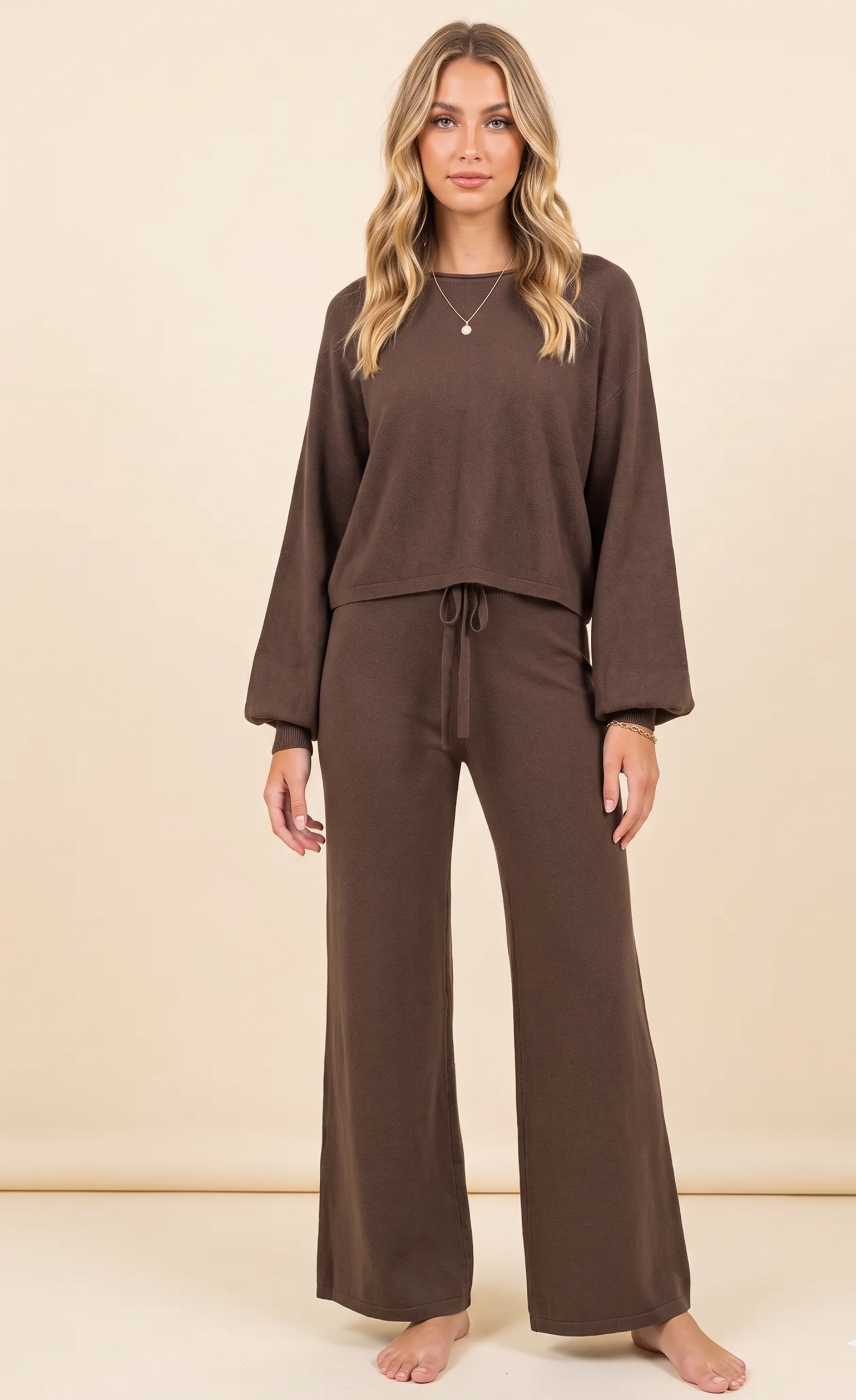 Feletin Luxe Relaxed Round Neck Long Sleeve Top & Pants Set
