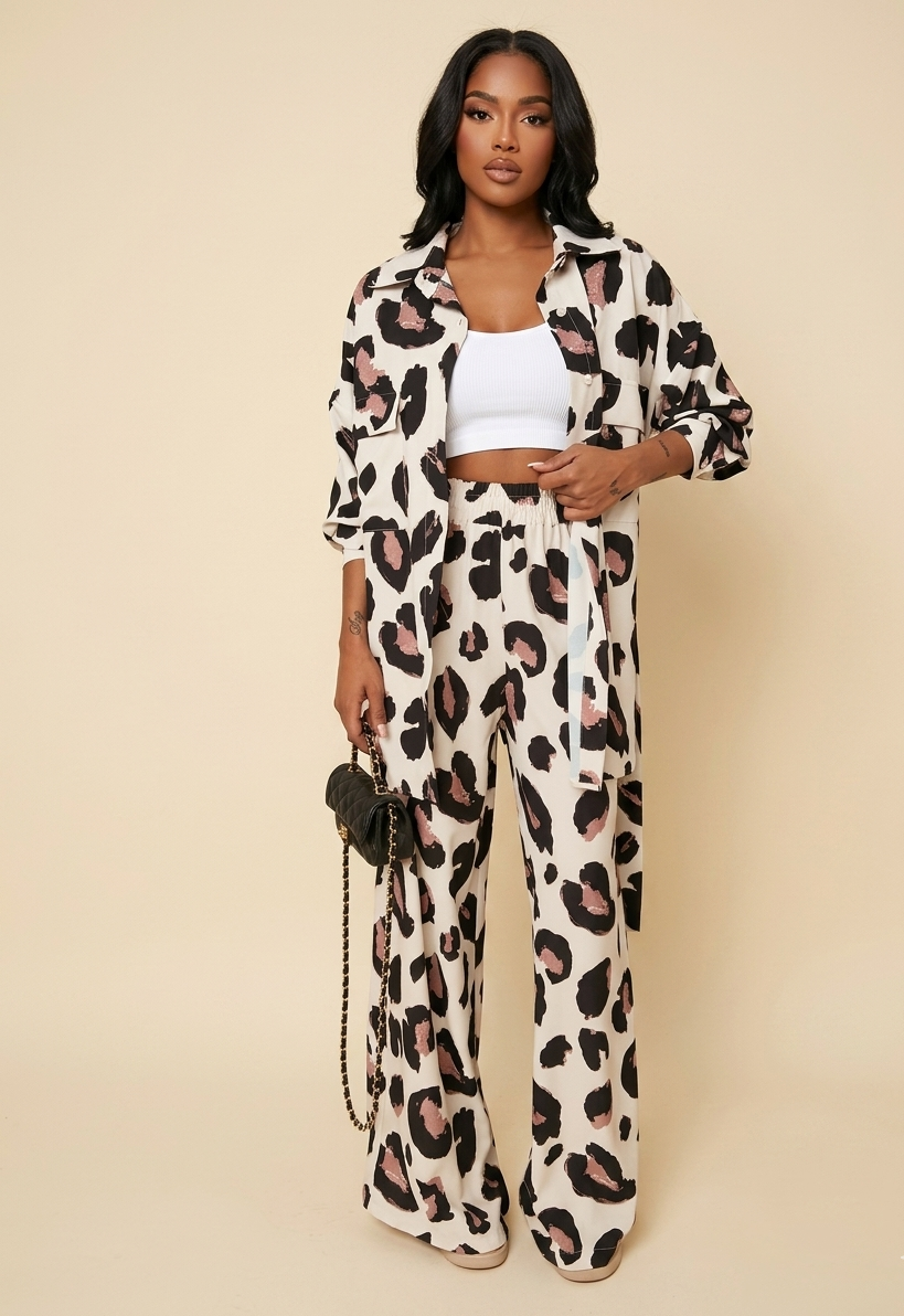 Feletin Luxe Leopard-Print Wide-Leg Pocketed Relaxed Two-Piece Set | Leopard | Sizes S–2XL