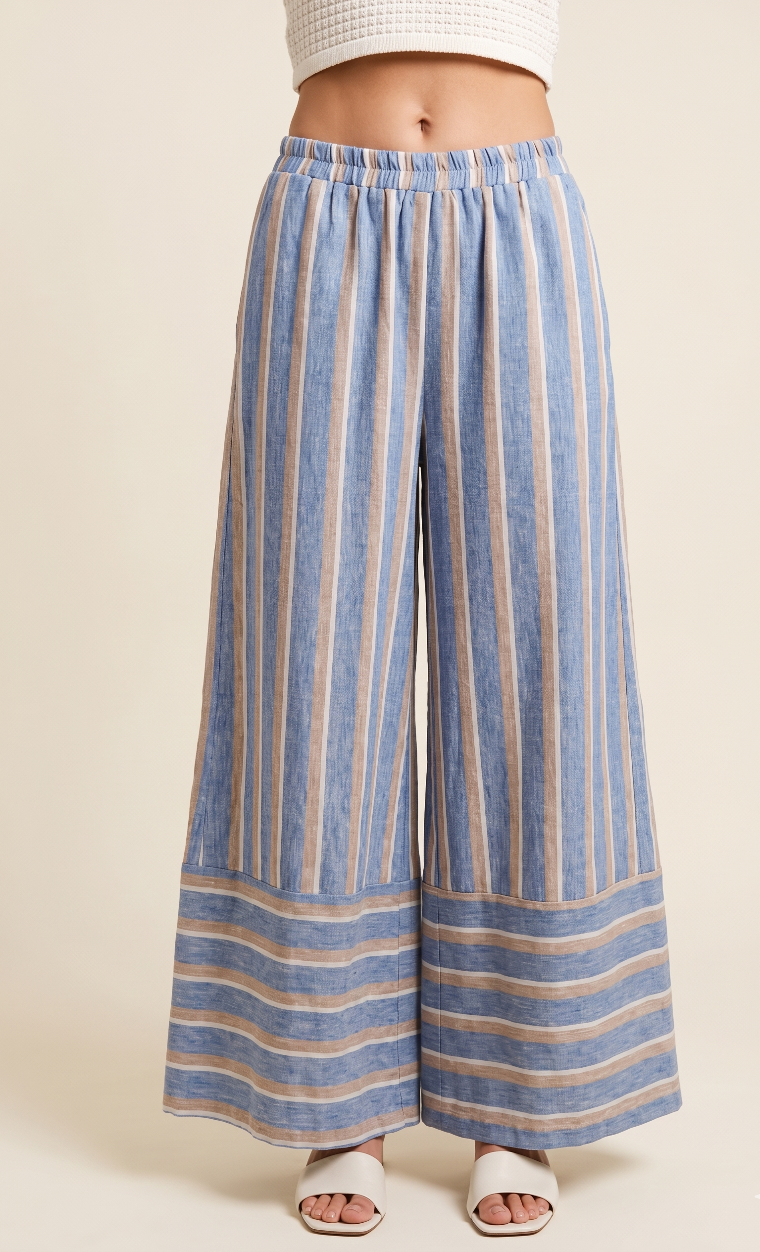 Feletin Linen Riviera Striped Wide Leg Pants