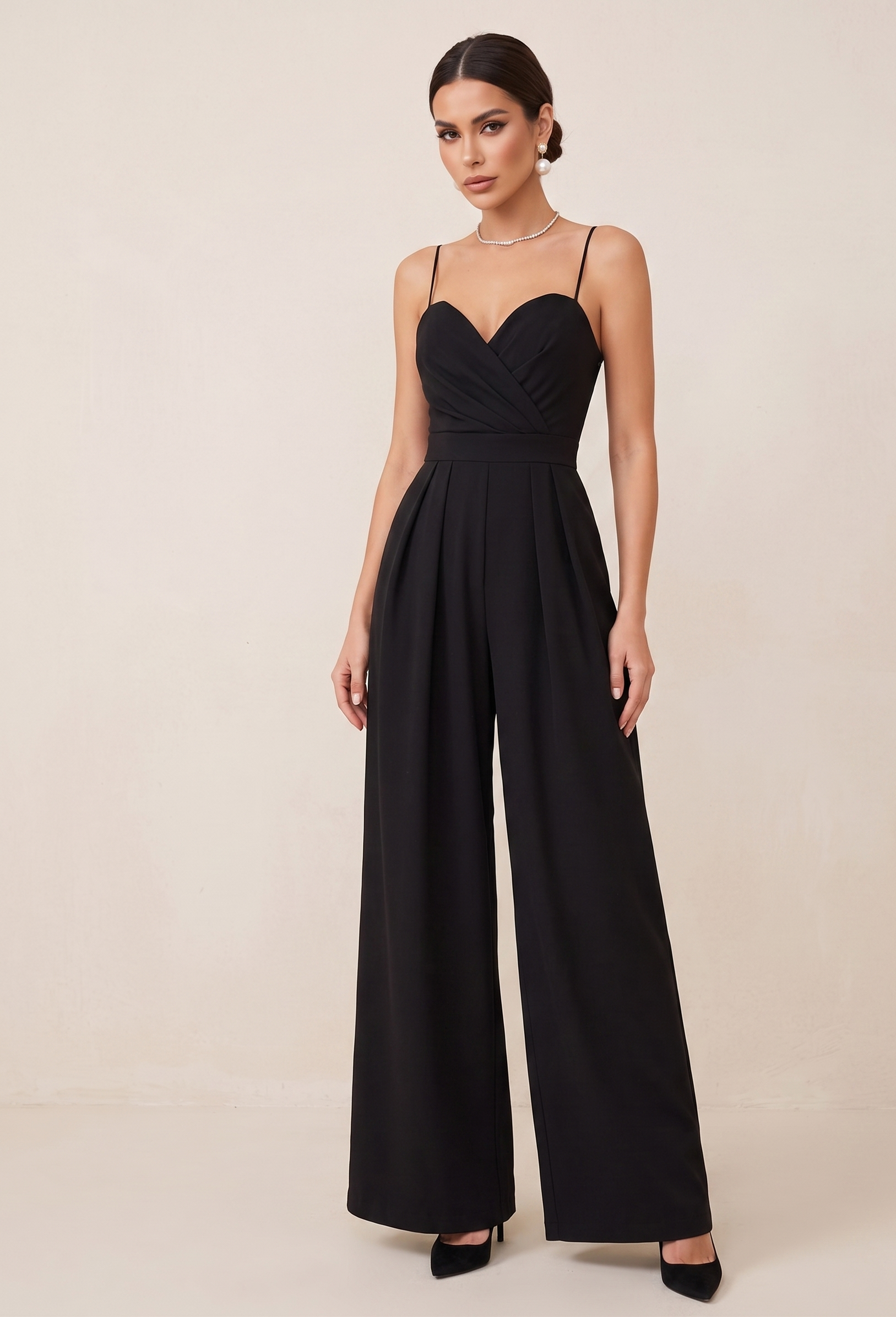 Ruched Spaghetti-Strap Wide-Leg Jumpsuit 1
