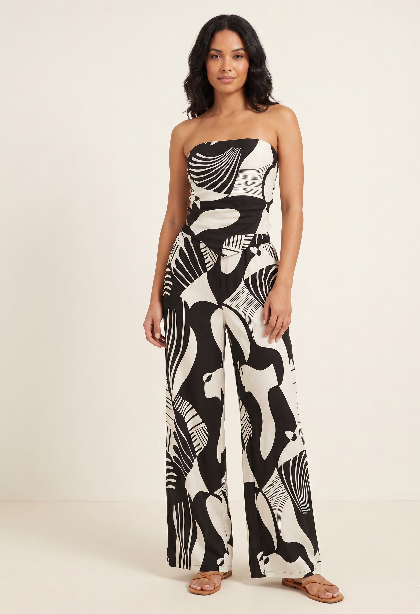The Abstract Tube Set — Abstract Print Tube Top & Wide-Leg Pants