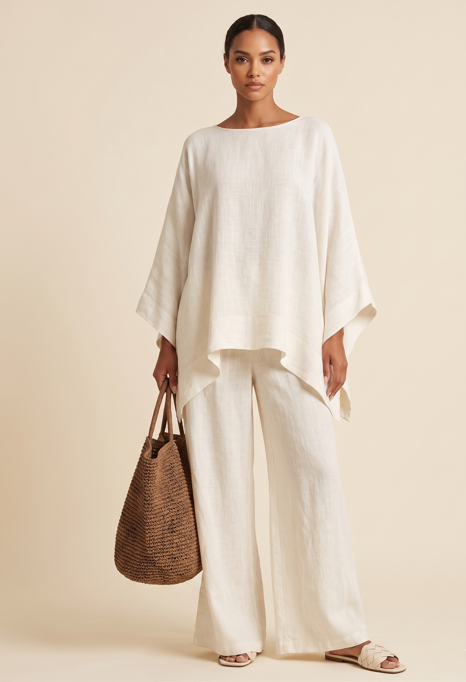 Feletin Luxe Solid-Colour Long-Sleeve Top & Wide-Leg Pants Two-Piece Set | 4 Colours | Sizes S–2XL