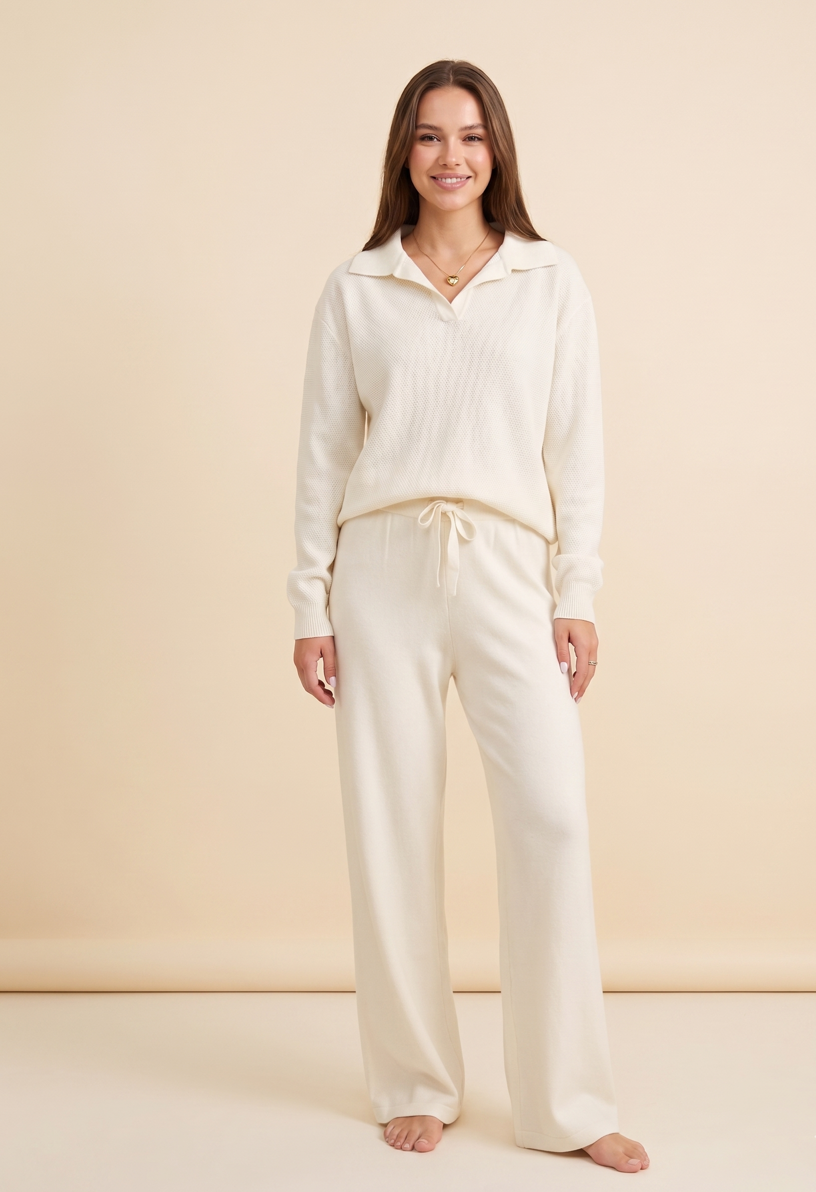 Feletin Luxe Polo Collar Knit Top & Pants or Skirt Set