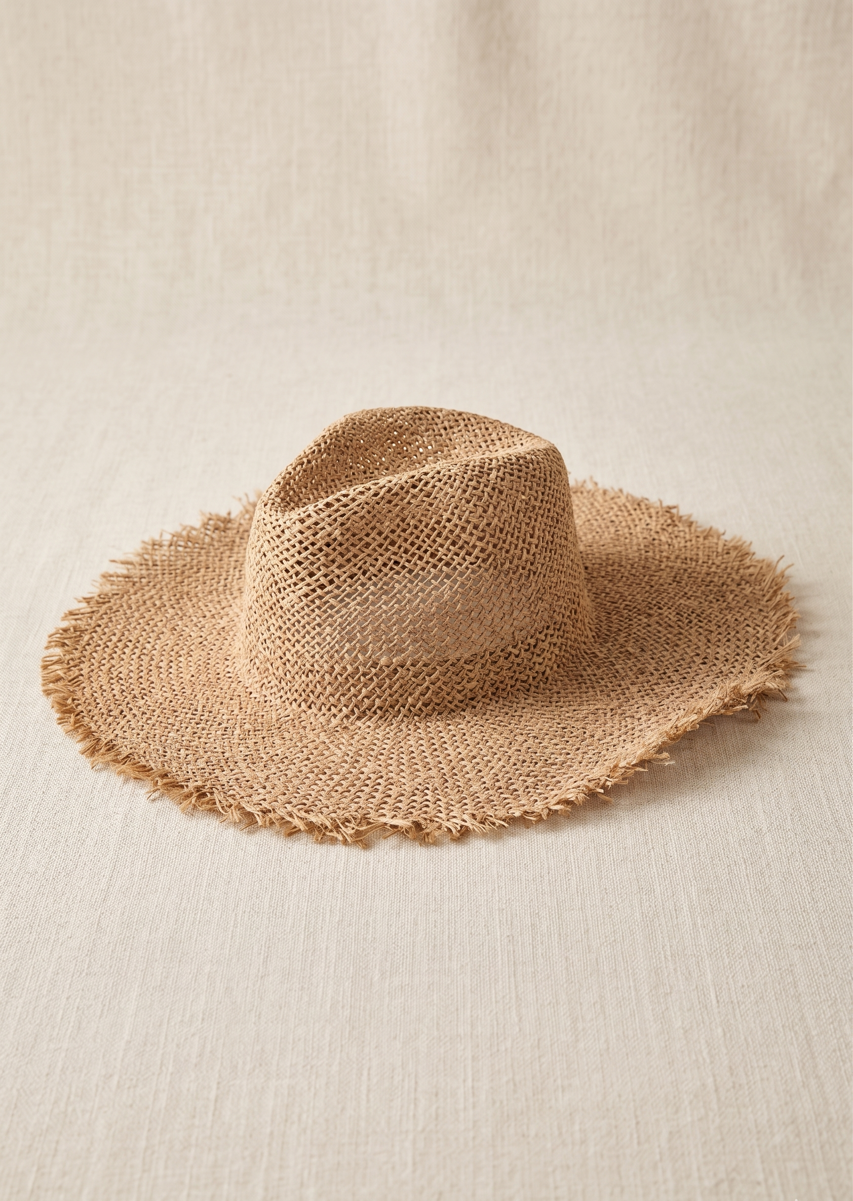 Feletin Luxe Fringe-Edge Straw Braided Western Fedora Hat | Tan | One Size