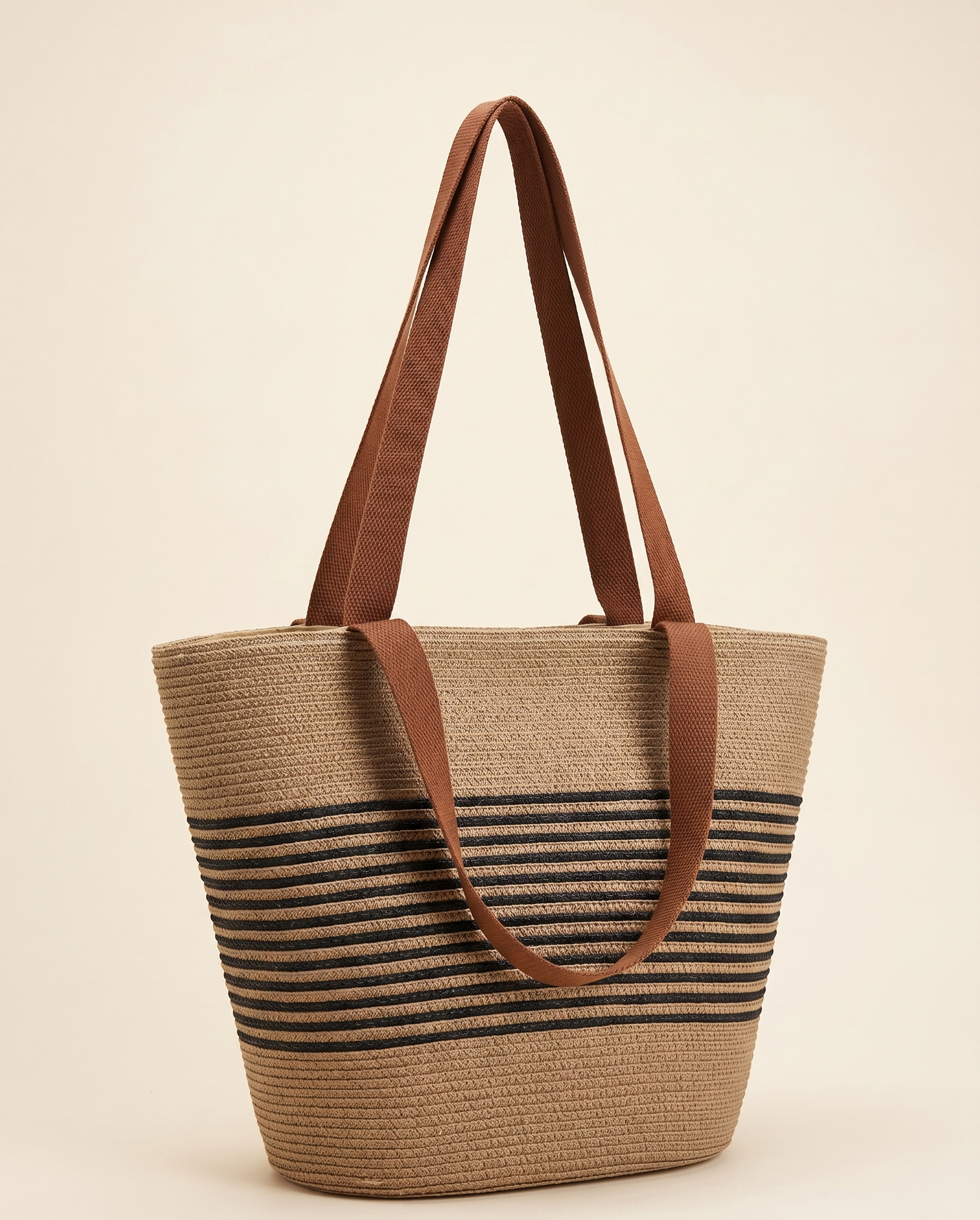 Feletin Luxe Striped Natural-Weave Structured Straw Tote Bag | 3 Colourways | One Size