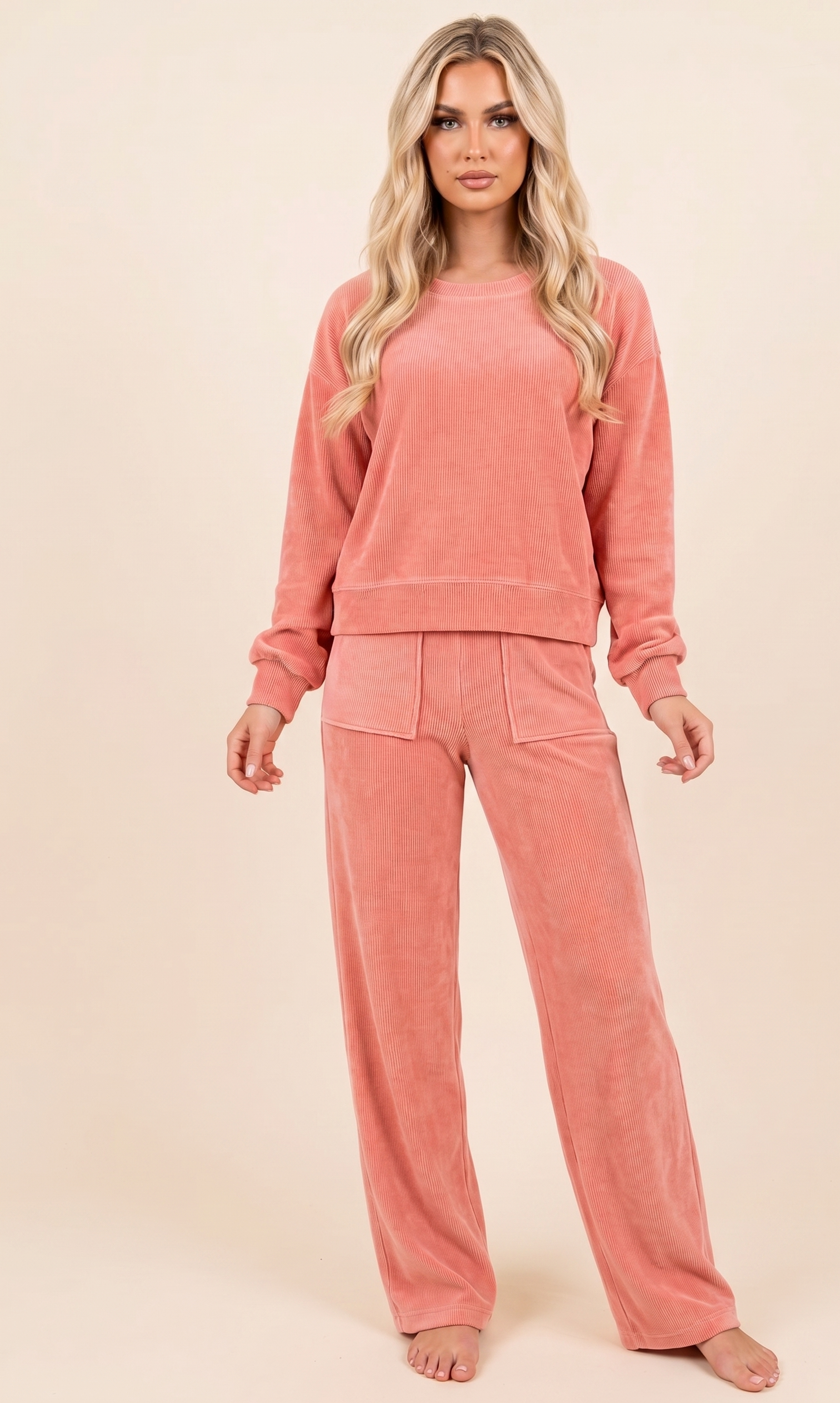 Feletin Luxe Round Neck Long Sleeve Top & Pants Lounge Set