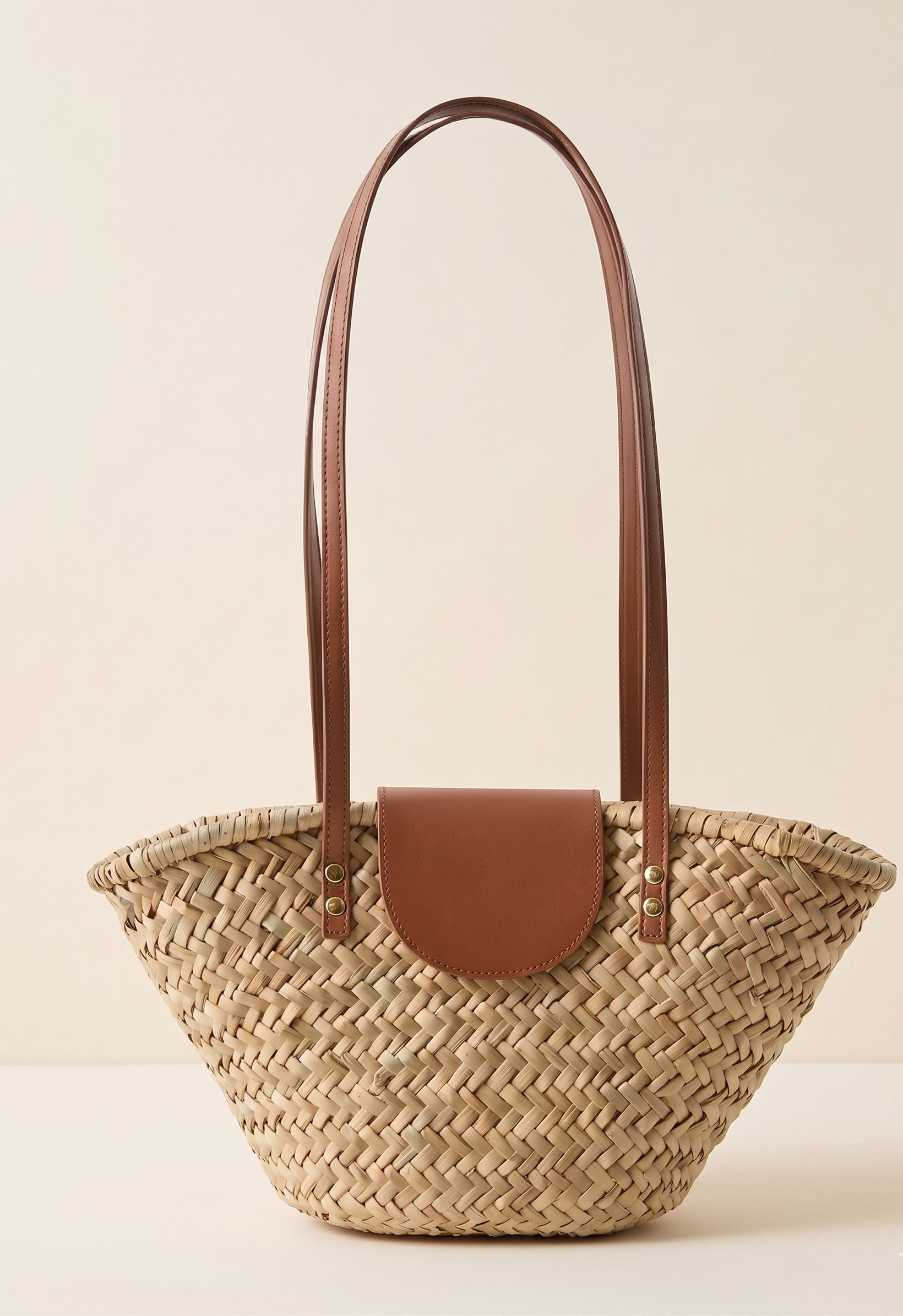 Feletin Luxe Artisan Handwoven Natural-Straw PU Leather-Accent Medium Shoulder Tote | Khaki | One Size