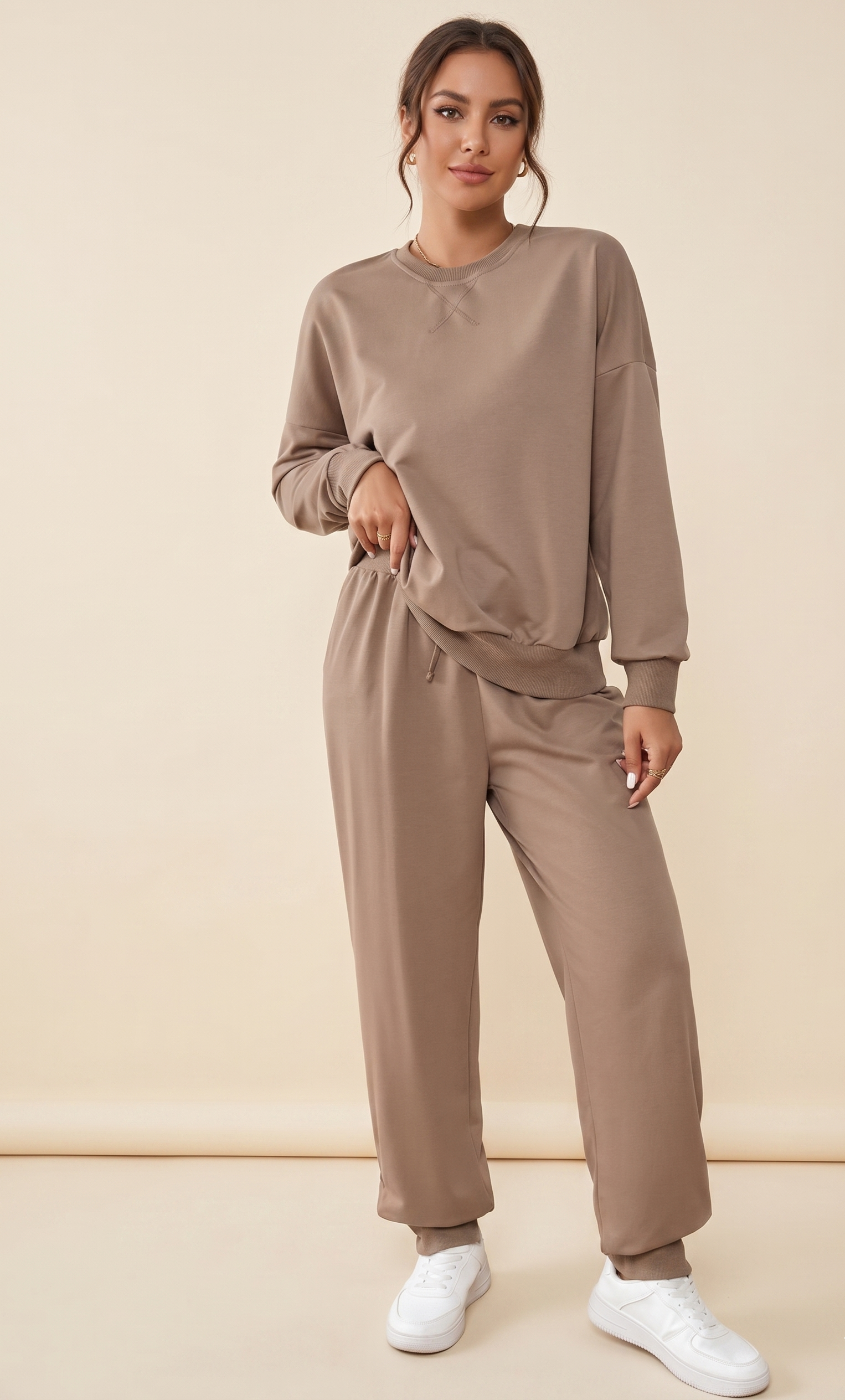 Feletin Luxe Drawstring Button Round Neck Top & Pants Set