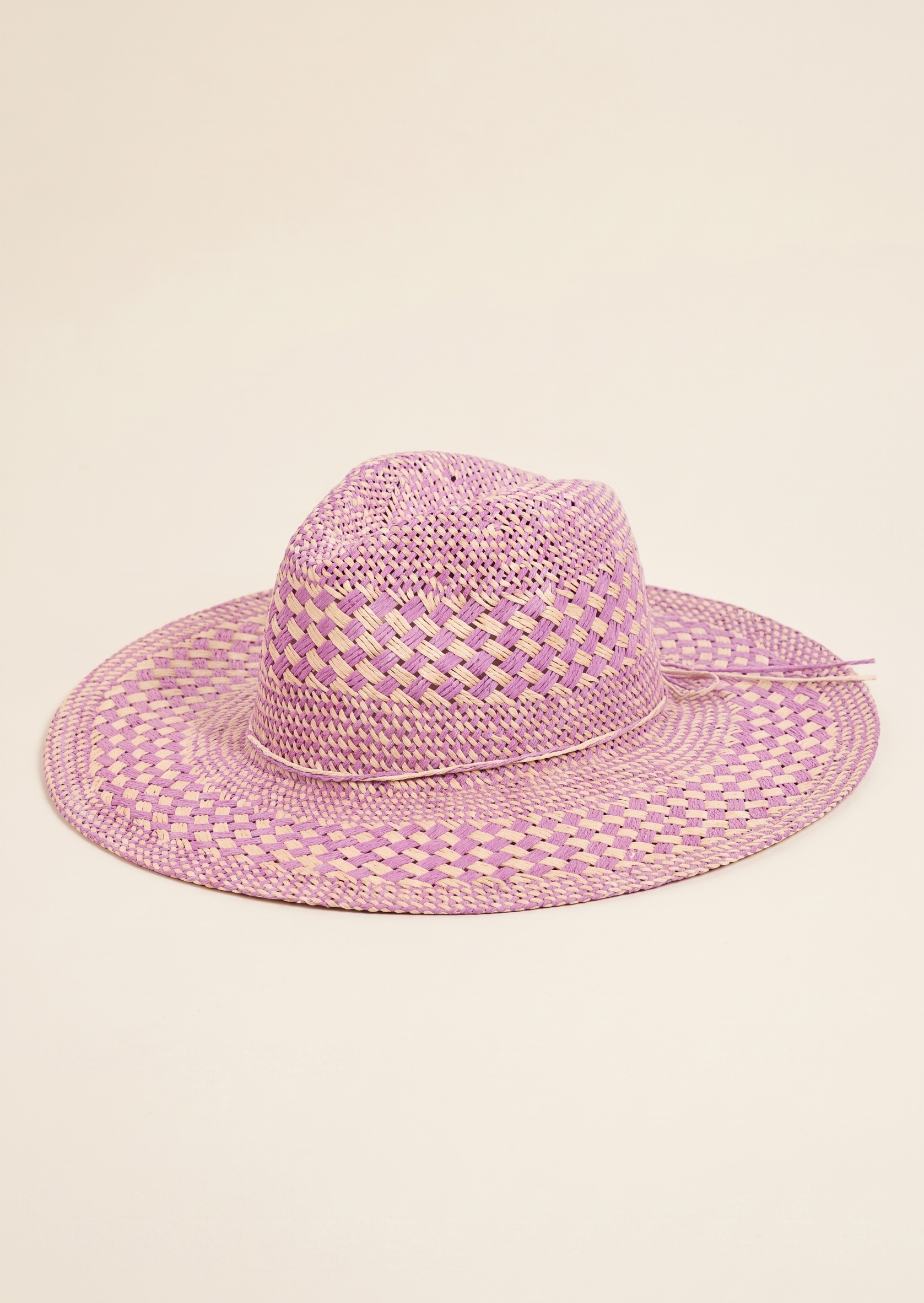 Feletin Luxe Checkered Straw Weave Wide-Brim Sun Hat | One Size
