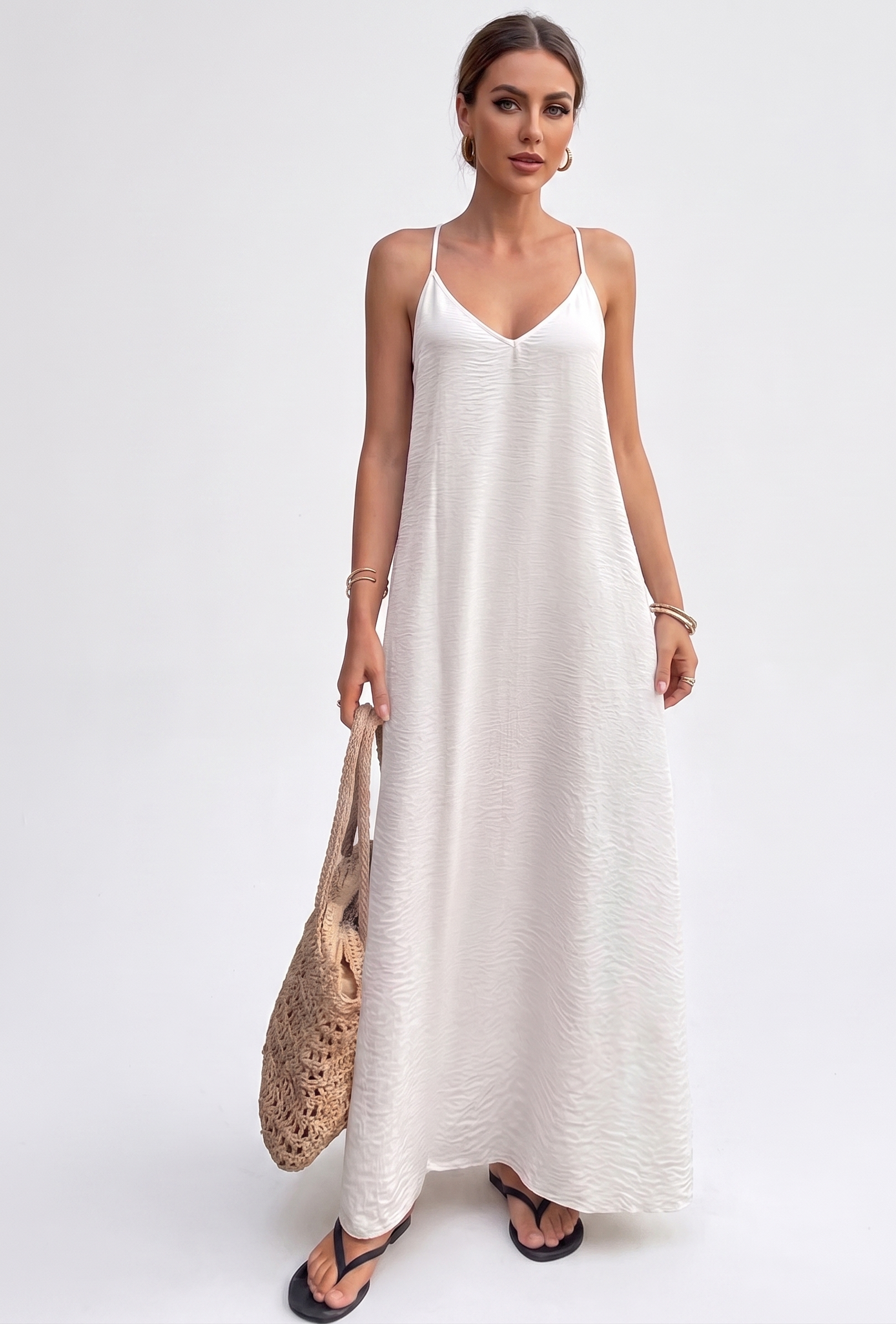 V-Neck Backless Maxi Cami Dress
