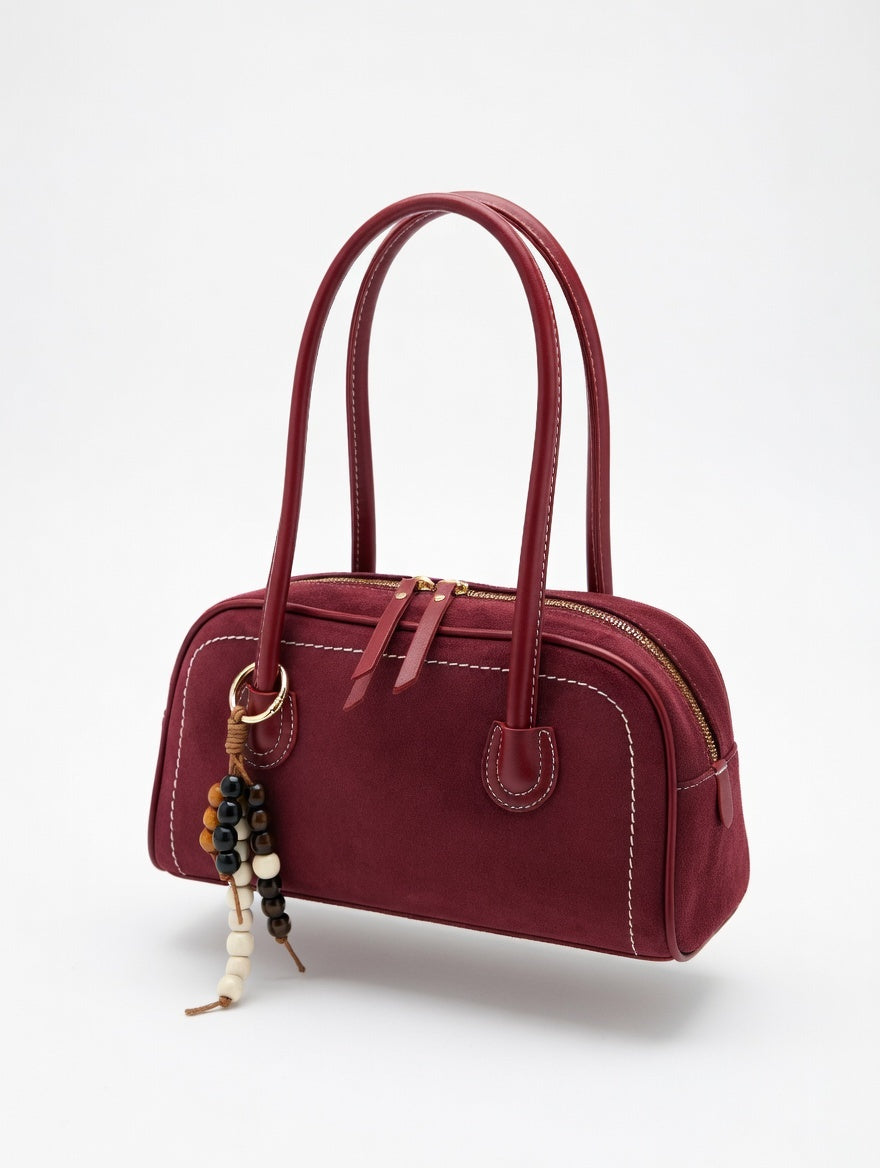 The Suede Zip Shoulder Bag — Zipper Closure Suede Small Shoulder Bag in Five Considered Colorways 5