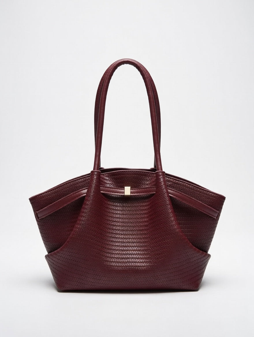 The Matte Weave Tote — Textured Vegan Leather Large Tote Bag