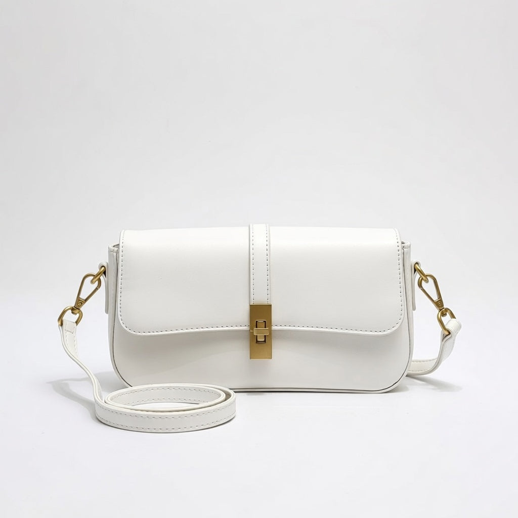 The Golden Buckle Crossbody — Rectangular PU Leather Small Crossbody Bag with Golden Buckle
