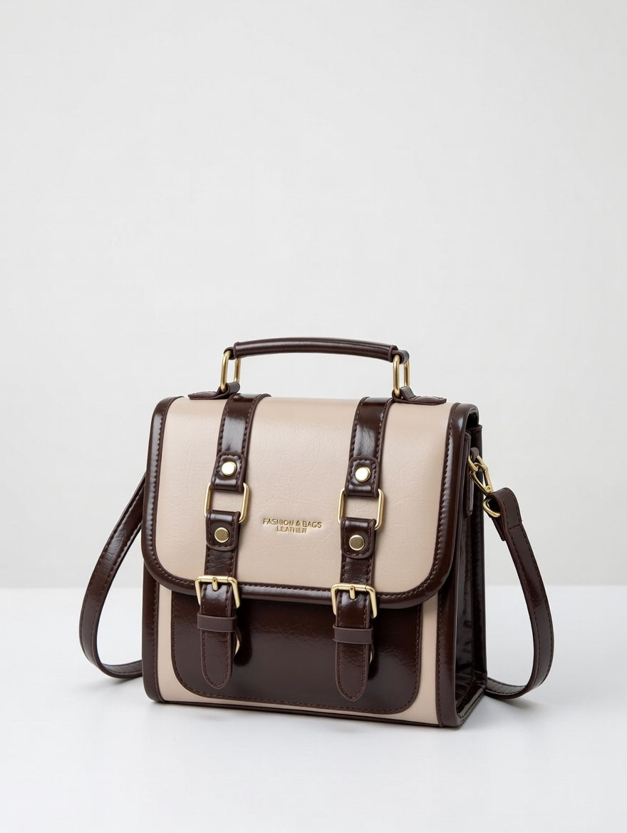 The Vintage Buckle Mini Backpack — Heritage-Inspired PU Leather Mini Backpack with Buckle Detail
