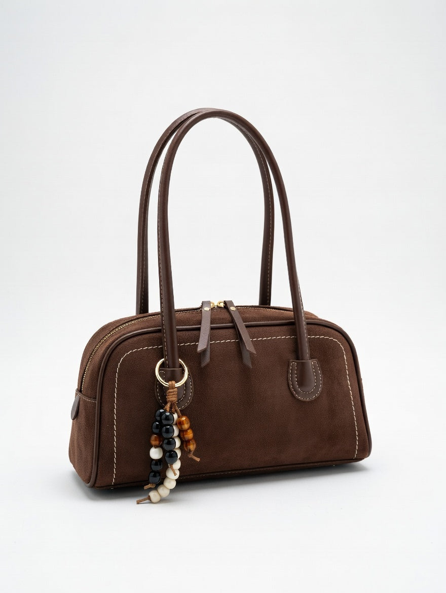 The Suede Zip Shoulder Bag — Zipper Closure Suede Small Shoulder Bag in Five Considered Colorways 2