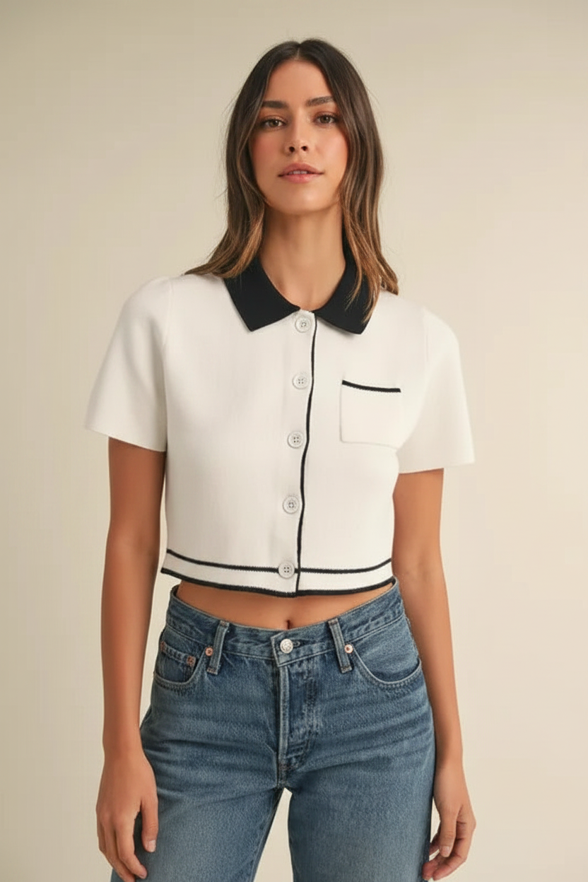 Cropped Knit Top Fashion Photo