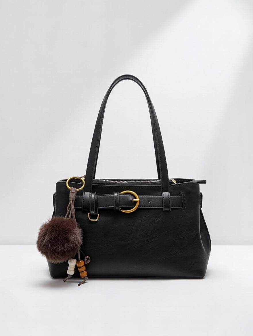 The Suede Buckle Shoulder Bag — Buckle-Decor Suede Medium Shoulder Bag 2