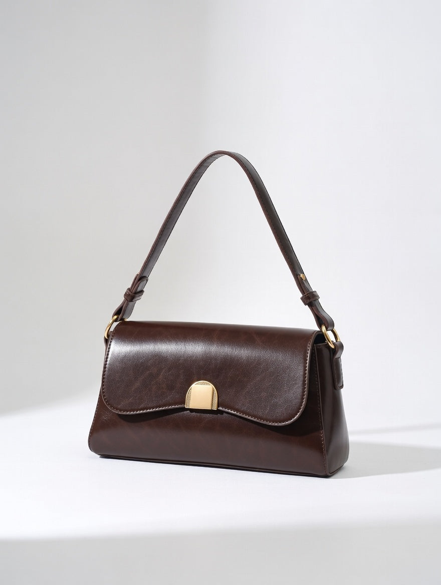 The Golden Clasp Shoulder Bag — Golden Clasp PU Leather Small Shoulder Bag 3