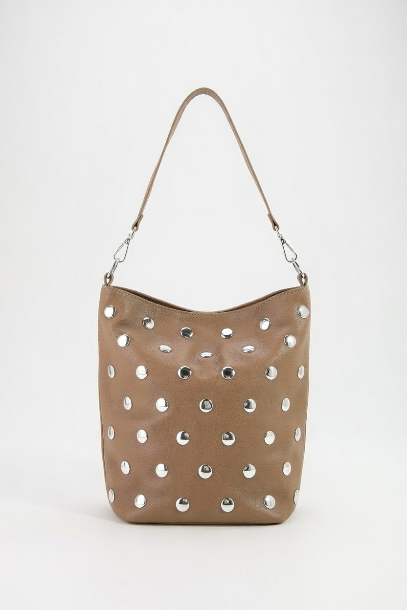 The Studded Bucket Bag — Studded PU Leather Medium Bucket Bag with Alloy Hardware 2