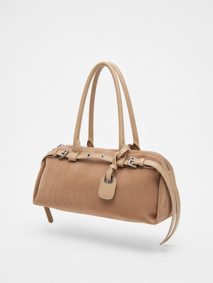 The Buckle Shoulder Bag — PU Leather & Suede Medium 4