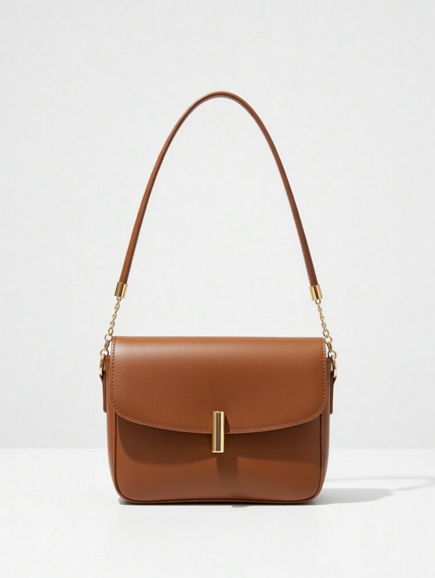The Flap Shoulder Bag — Structured PU Leather Small Flap Shoulder Bag