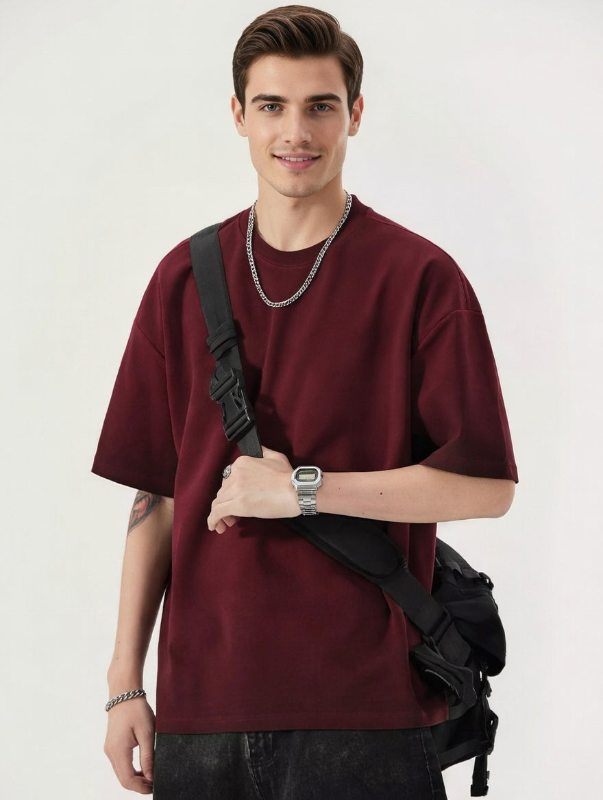 Feletin Luxe Men's Oversized Cotton-Blend Round-Neck T-Shirt | 5 Colors | S–4XL 2