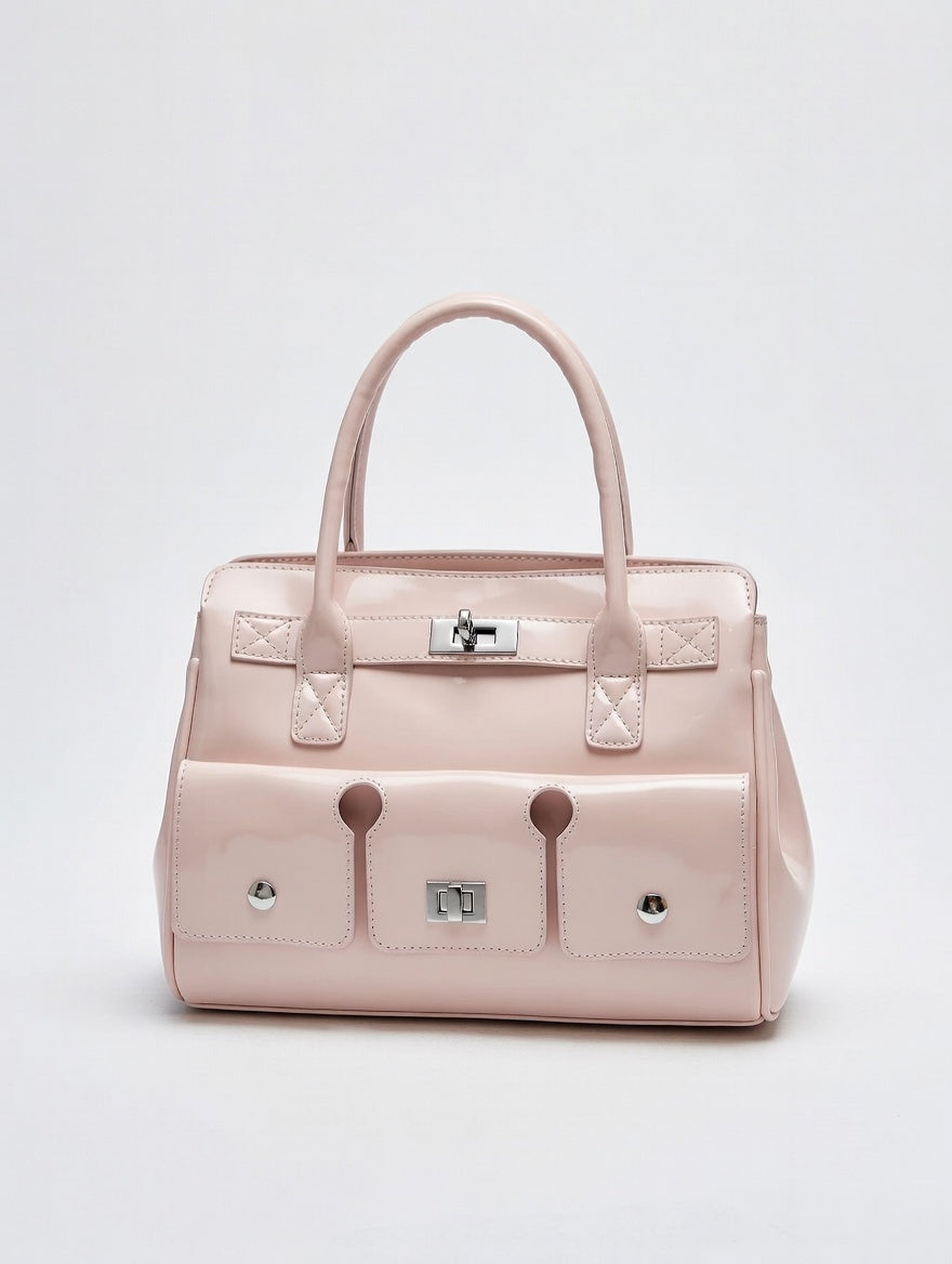 The Top Handle Bag — Structured PU Leather Medium Top Handle Shoulder Bag 4