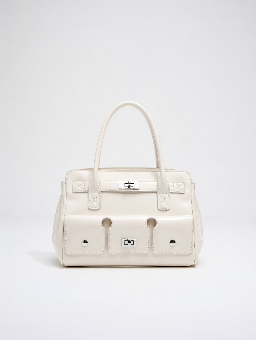 The Top Handle Bag — Structured PU Leather Medium Top Handle Shoulder Bag 3
