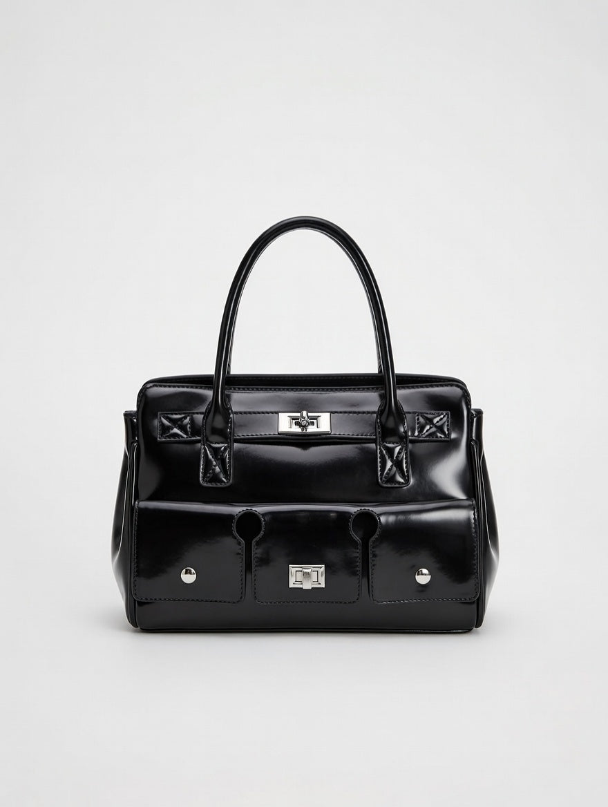 The Top Handle Bag — Structured PU Leather Medium Top Handle Shoulder Bag 2