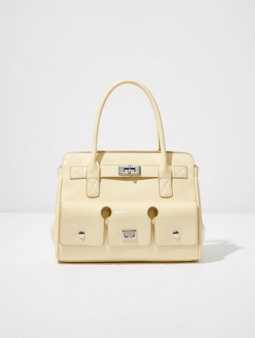 The Top Handle Bag — Structured PU Leather Medium Top Handle Shoulder Bag