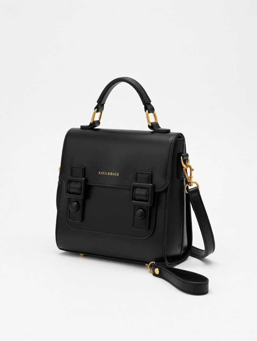 The Square Buckle Backpack — Double Buckle PU Leather Square Mini Backpack