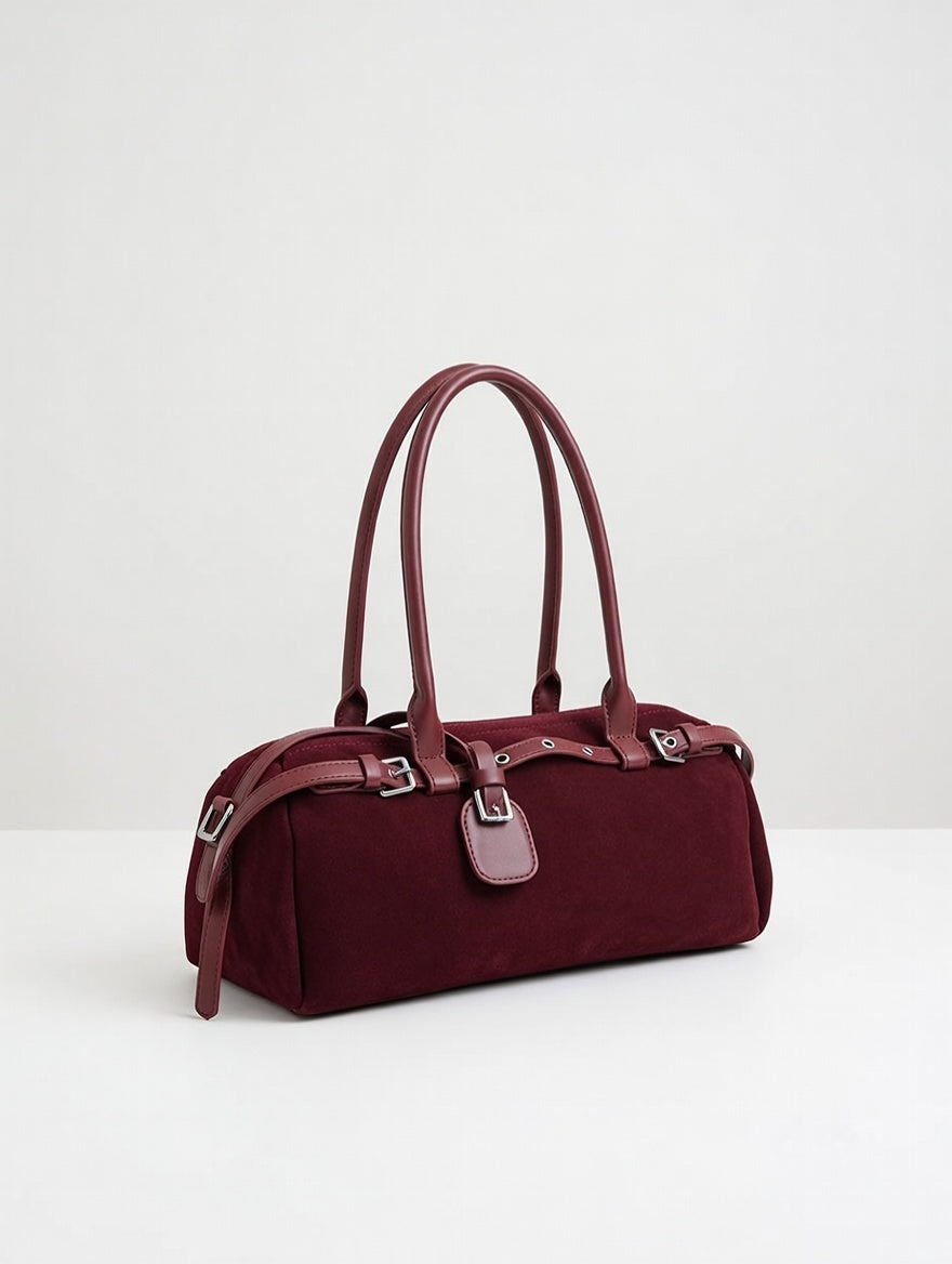 The Buckle Shoulder Bag — PU Leather & Suede Medium 3
