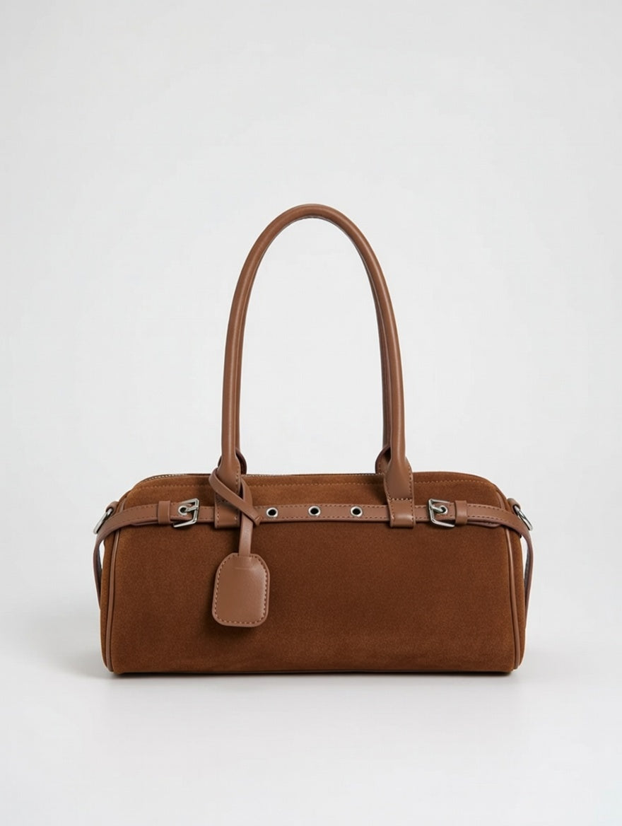 The Buckle Shoulder Bag — PU Leather & Suede Medium 2